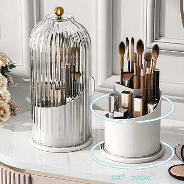 Rotating Makeup Brush Holder With Sliding Lid - Elite Chooice
