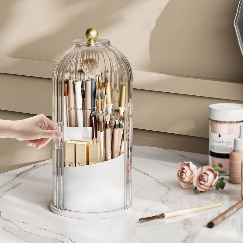Rotating Makeup Brush Holder With Sliding Lid - Elite Chooice
