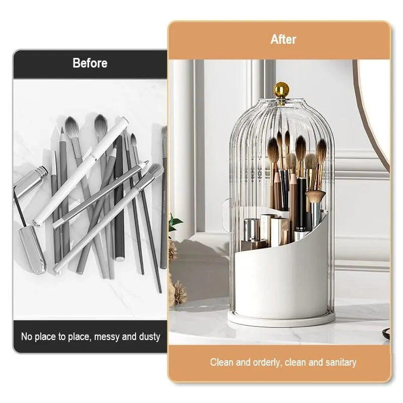 Rotating Makeup Brush Holder With Sliding Lid - Elite Chooice