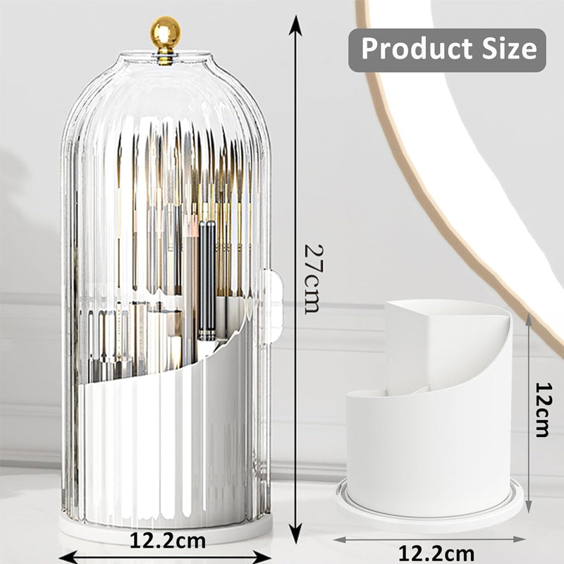 Rotating Makeup Brush Holder With Sliding Lid - Elite Chooice